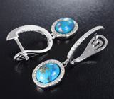 Элегантные серебряные серьги с бирюзой Серебро 925