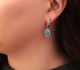 Элегантные серебряные серьги с бирюзой Серебро 925