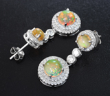 Замечательные серебряные серьги с кристаллическими эфиопскими опалами Серебро 925