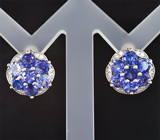 Великолепные серебряные серьги с яркими танзанитами Серебро 925