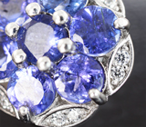 Великолепные серебряные серьги с яркими танзанитами Серебро 925