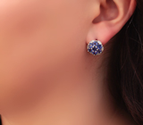 Великолепные серебряные серьги с яркими танзанитами Серебро 925