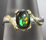 Серебряное кольцо с кристаллическим черным опалом Серебро 925