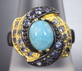 Серебряное кольцо с ларимаром и танзанитами Серебро 925