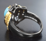 Серебряное кольцо с ларимаром и танзанитами