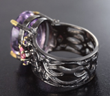Серебряное кольцо с аметистами 17+ карат и розовыми турмалинами