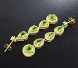 Элегантные серебряные серьги с перидотами и изумрудами Серебро 925