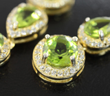 Элегантные серебряные серьги с перидотами и изумрудами Серебро 925