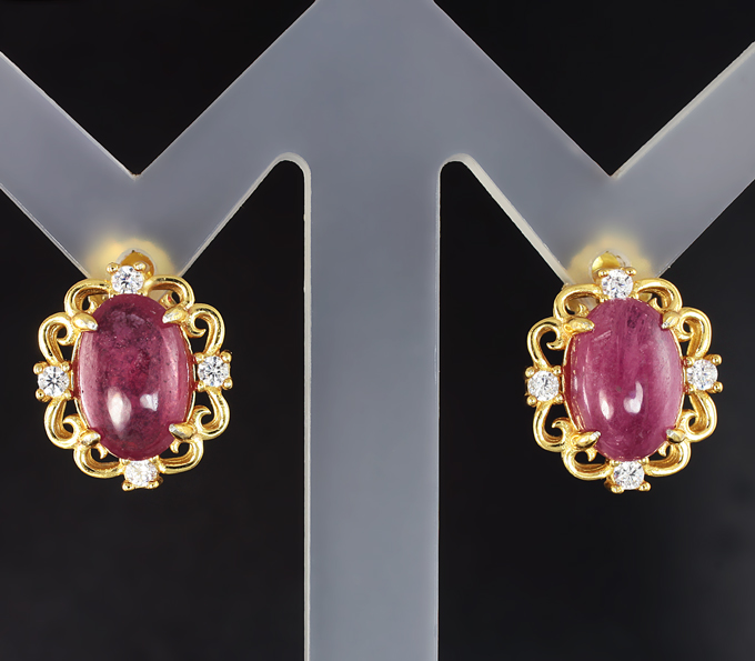 Чудесные серебряные серьги с рубинами