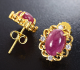 Чудесные серебряные серьги с рубинами Серебро 925