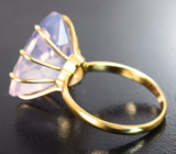 Золотое кольцо с ярким лавандовым аметистом редкой огранки 15,27 карата