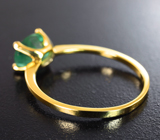 Золотое кольцо с неоново-зеленым замбийским изумрудом 1,28 карата