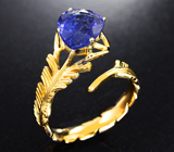 Золотое кольцо с насыщенным бархатисто-фиолетовым танзанитом 2,29 карата
