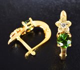 Серьги с зелеными турмалинами 0,95 карата и бриллиантами