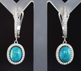 Изящные серебряные серьги с иранской бирюзой