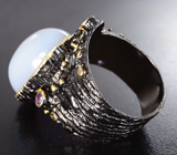 Серебряное кольцо с халцедоном 12+ карат и аметистами