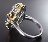 Серебряное кольцо с зеленым аметистом 18,5 карата и синими сапфирами Серебро 925
