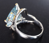 Серебряное кольцо с аквамаринами 11,5 карата и синими сапфирами Серебро 925
