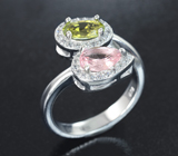 Романтичное серебряное кольцо с турмалинами