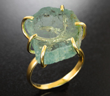 Золотое кольцо c крупным слайсом зеленого берилла 14,61 карата Золото