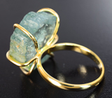 Золотое кольцо c крупным слайсом зеленого берилла 14,61 карата Золото