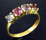 Золотое кольцо с разноцветными шпинелями 1,55 карата