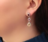 Замечательные серебряные серьги с цитринами и родолитами