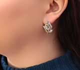 Чудесные серебряные серьги с зелеными аметистами и перидотами Серебро 925