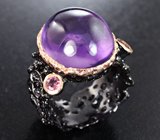 Серебряное кольцо со сливовым аметистом и турмалинами