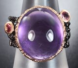 Серебряное кольцо со сливовым аметистом и турмалинами