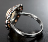 Серебряное кольцо с кристаллическим эфиопским опалом 2,42 карата и падпараджа сапфирами Серебро 925