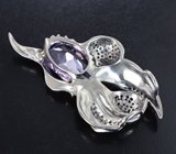 Серебряный кулон с аметистом 6,7 карата и красными сапфирами Серебро 925
