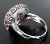 Серебряное кольцо с полихромным турмалином 5,78 карата, родолитами, желтыми сапфирами и диопсидами Серебро 925