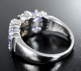 Серебряное кольцо с яркими танзанитами и дымчатым кварцем Серебро 925