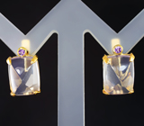 Золотые серьги с лавандовыми 8,35 карата и фиолетовыми аметистами Золото