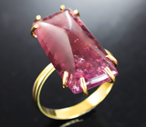 Золотое кольцо с розовым турмалином редкой огранки 10,53 карата Золото