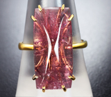 Золотое кольцо с розовым турмалином редкой огранки 10,53 карата Золото