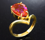 Золотое кольцо с ограненным мексиканским опалом 2,45 карата Золото