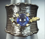Серебряное кольцо с синим сапфиром и голубым топазом