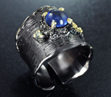 Серебряное кольцо с синим сапфиром и голубым топазом