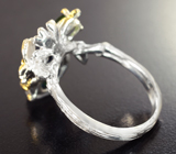 Серебряное кольцо с ограненным черным опалом и диопсидом Серебро 925