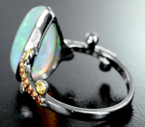 Серебряное кольцо с кристаллическим эфиопским опалом 5,52 карата и сапфирами Серебро 925