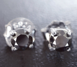 Серебряные пусеты с черными бриллиантами 0,4 карата Серебро 925