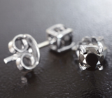 Серебряные пусеты с черными бриллиантами 0,4 карата Серебро 925