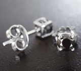 Серебряные пусеты с черными бриллиантами 0,4 карата Серебро 925