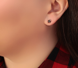 Серебряные пусеты с черными бриллиантами 0,4 карата Серебро 925