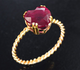 Золотое кольцо с насыщенным рубином 3,33 карата Золото