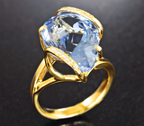 Золотое кольцо с редким максис-бериллом 10,33 карата и бриллиантами Золото