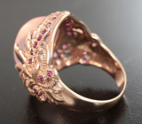 Эффектное серебряное кольцо с розовым кварцем