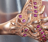 Эффектное серебряное кольцо с розовым кварцем Серебро 925